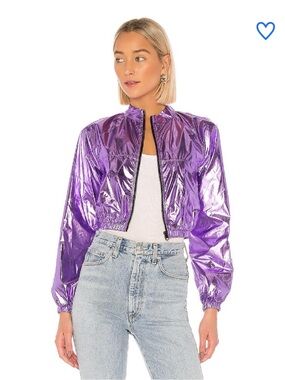 Superdown dakota metallic jacket womens small crop purple jacket